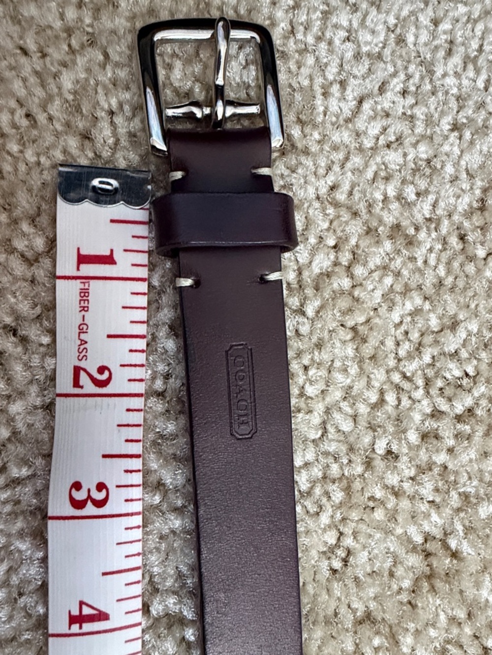 Vintage Coach Dark Brown Women’s Leather Belt Silver Brass Buckle Dust Bag - Picture 3 of 11